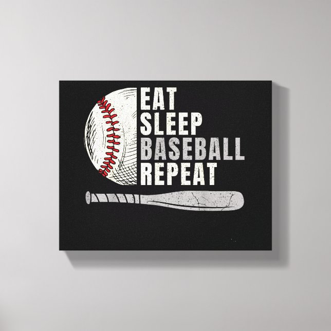 Eat Sleep Baseball Repeat Funny Baseball Player Canvas Print (Front)