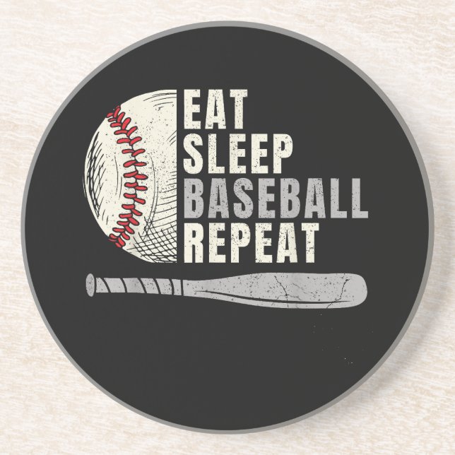 Eat Sleep Baseball Repeat Funny Baseball Player  Coaster (Front)