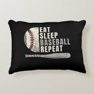Eat Sleep Baseball Repeat Funny Baseball Player  Decorative Cushion