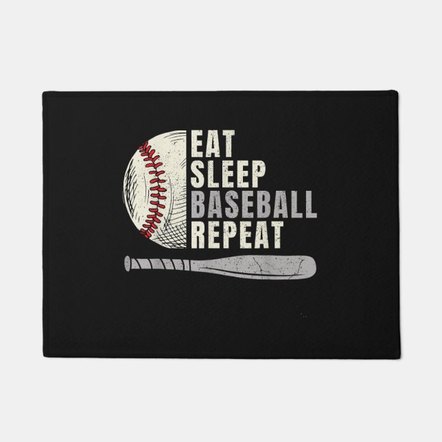 Eat Sleep Baseball Repeat Funny Baseball Player  Doormat (Front)