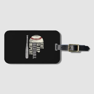 Eat Sleep Baseball Repeat Funny Baseball Player Luggage Tag