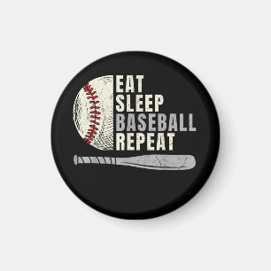 Eat Sleep Baseball Repeat Funny Baseball Player  Magnet