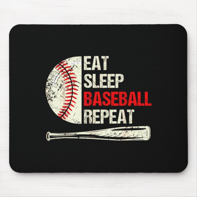 Eat Sleep Baseball Repeat Funny Baseball Player  Mouse Pad (Front)
