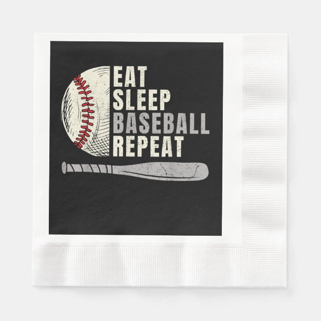 Eat Sleep Baseball Repeat Funny Baseball Player Napkin (Front)