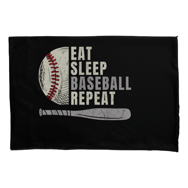 Eat Sleep Baseball Repeat Funny Baseball Player Pillowcase (Front)