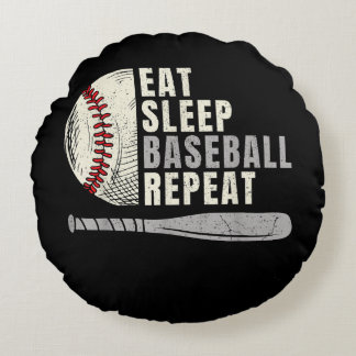 Eat Sleep Baseball Repeat Funny Baseball Player Round Cushion