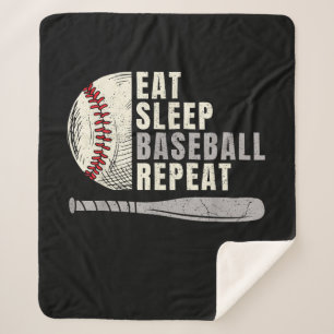 Eat Sleep Baseball Repeat Funny Baseball Player Sherpa Blanket