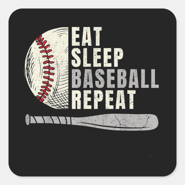 Eat Sleep Baseball Repeat Funny Baseball Player Square Sticker (Front)