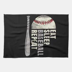 Eat Sleep Baseball Repeat Funny Baseball Player  Tea Towel