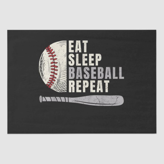 Eat Sleep Baseball Repeat Funny Baseball Player  Tissue Paper (Front)