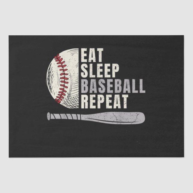 Eat Sleep Baseball Repeat Funny Baseball Player Tissue Paper (Front)