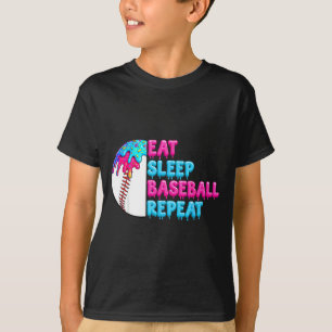 Eat sleep baseball repeat funny boys baseball drip T-Shirt