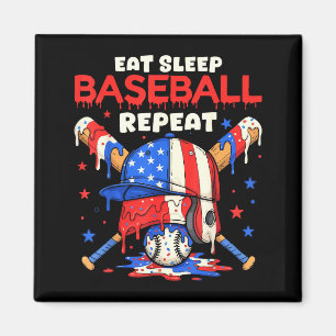 Eat Sleep Baseball Repeat Funny Ice Cream Drip Cro Magnet