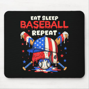 Eat Sleep Baseball Repeat Funny Ice Cream Drip Cro Mouse Pad