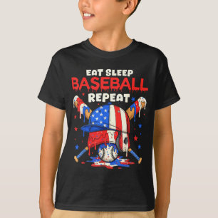 Eat Sleep Baseball Repeat Funny Ice Cream Drip Cro T-Shirt