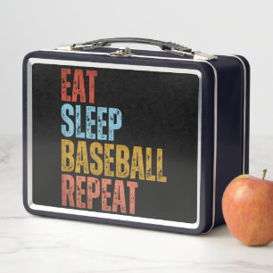 EAT SLEEP BASEBALL REPEAT METAL LUNCH BOX