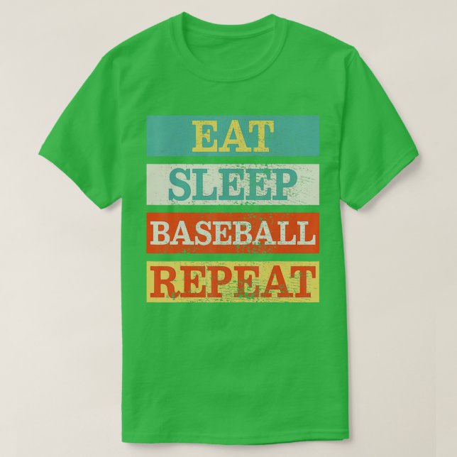 Eat Sleep Baseball Repeat Player Funny Retro Vinta T-Shirt (Design Front)