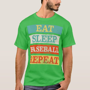 Eat Sleep Baseball Repeat Player Funny Retro Vinta T-Shirt