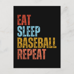 EAT SLEEP BASEBALL REPEAT POSTCARD