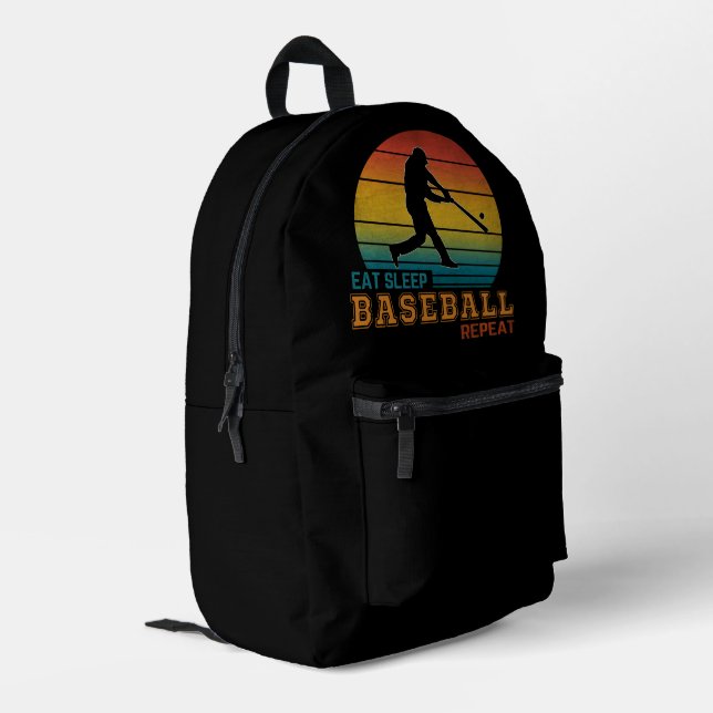 Eat Sleep Baseball Repeat Printed Backpack (Back Corner Left)