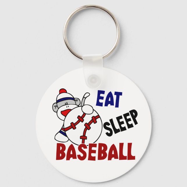 Eat Sleep Baseball Sock Monkey Key Ring (Front)