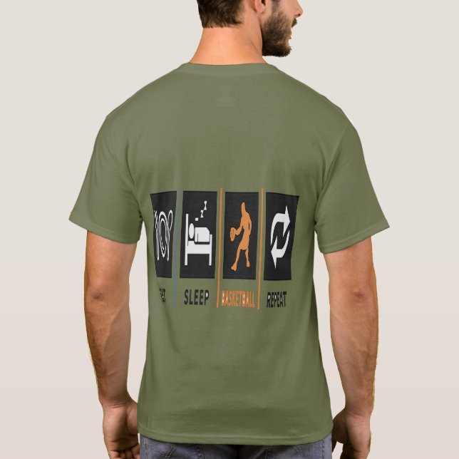 Eat Sleep Basketball Repeat Back Print  T-Shirt (Back)