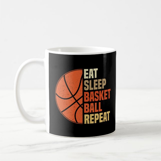 Eat, Sleep, Basketball, Repeat Coffee Mug (Left)