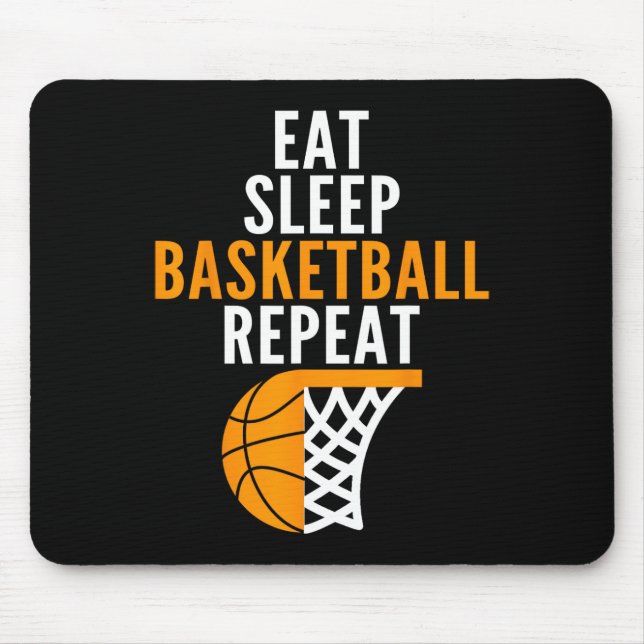 eat sleep basketball repeat court ball players fan mouse pad (Front)