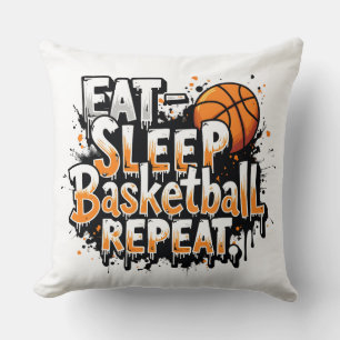 Eat sleep basketball repeat cushion