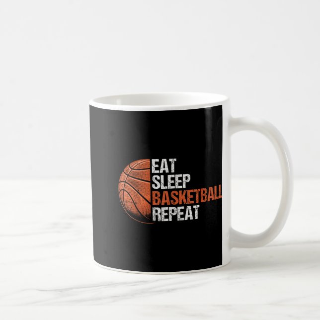 Eat Sleep Basketball Repeat Funny Basketball Playe Coffee Mug (Right)