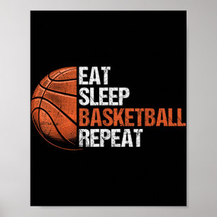 Eat Sleep Basketball Repeat Funny Basketball Playe Poster
