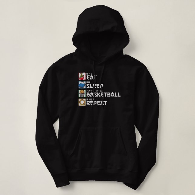 Eat Sleep Basketball Repeat Japanese Sports T-Shir Hoodie (Design Front)