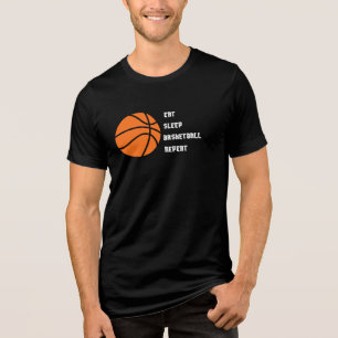 Eat Sleep Basketball Repeat on Unisex Tri-Blend Shirt
