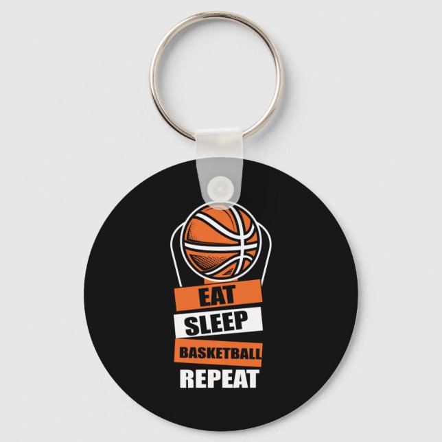 Eat Sleep Basketball Repeat Player Coach Fans Love Key Ring (Front)