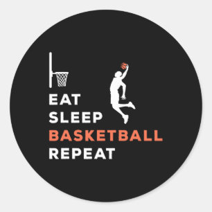 Eat Sleep Basketball Repeat Player Coach Hooper Classic Round Sticker