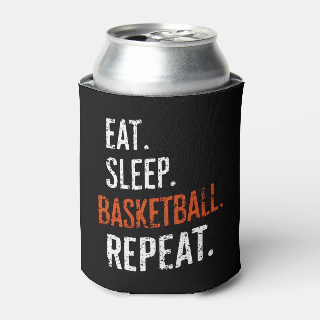 Eat Sleep Basketball Repeat Retro Vintage Can Cooler (Can Front)
