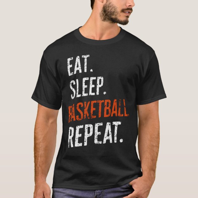 Eat Sleep Basketball Repeat Retro Vintage T-Shirt (Front)