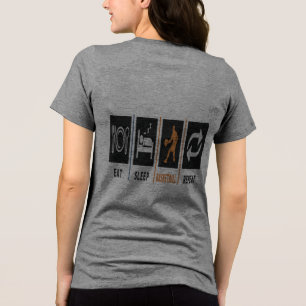 Eat Sleep Basketball Repeat Women's Back Print Tri-Blend Shirt