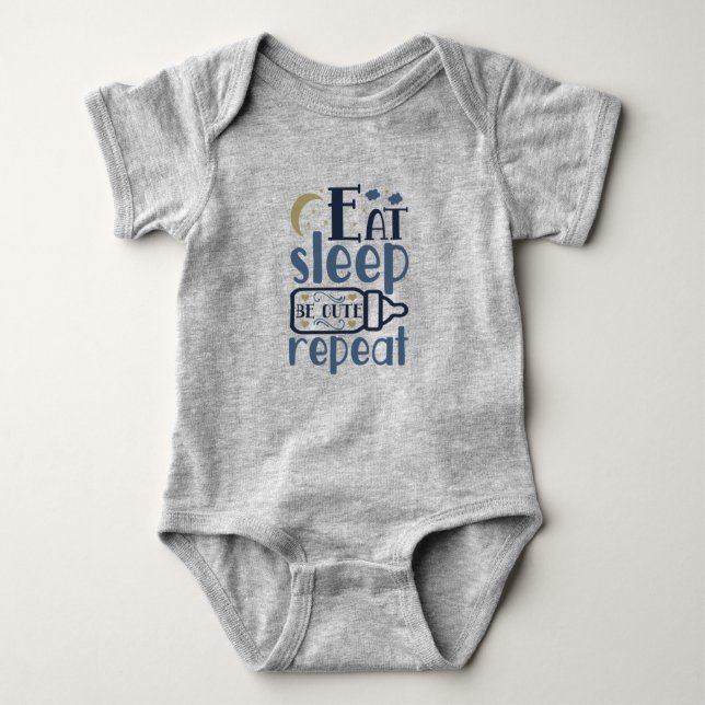 Eat Sleep Be Cute Repeat Baby Bottle Bodysuit (Front)