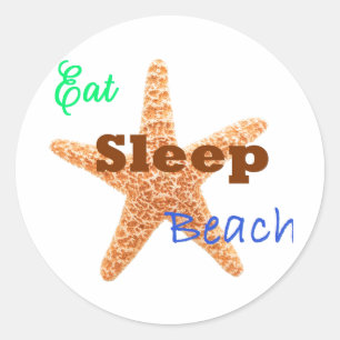 Eat Sleep Beach - Circle Sticker
