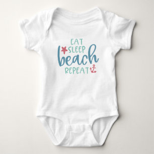 Eat Sleep Beach Repeat Anchor Star Fish Baby Bodysuit