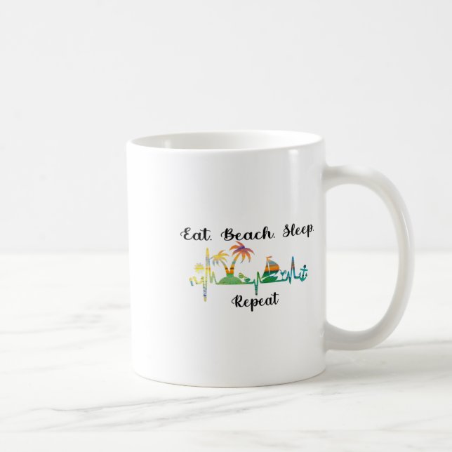 Eat Sleep Beach Repeat Summer Tropical Vacation Be Coffee Mug (Right)