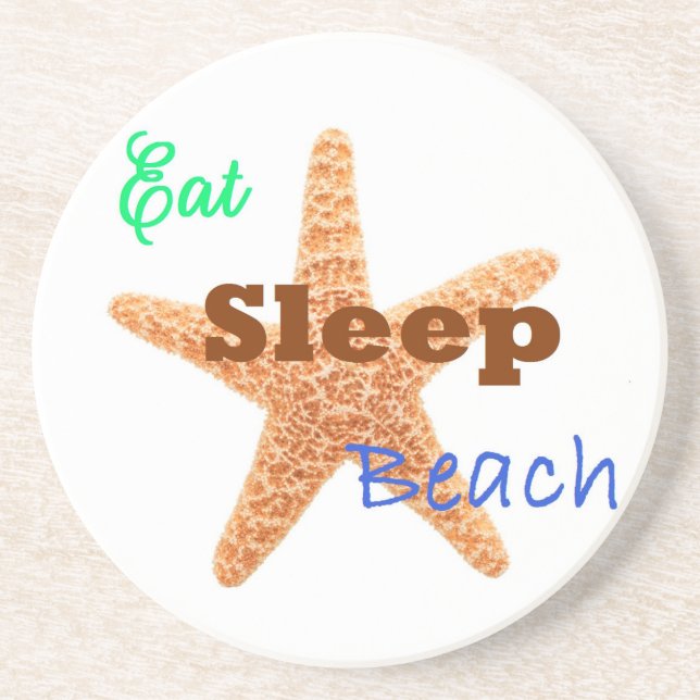 Eat Sleep Beach - Sandstone Coaster (Front)