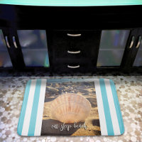 Eat Sleep Beach Script Seashell Turquoise Stripes