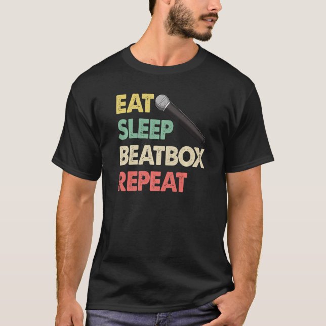 Eat Sleep Beatbox Repeat Colour  Tape Recorder T-Shirt (Front)