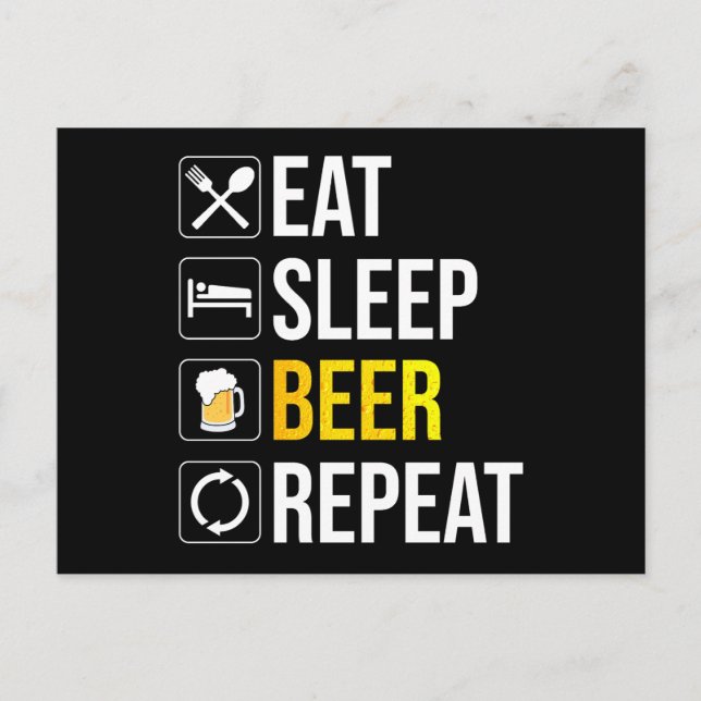 Eat Sleep Beer Repeat Postcard (Front)