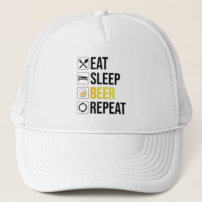 Eat Sleep Beer Repeat Trucker Hat (Front)