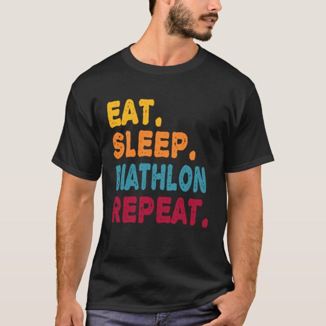 Eat Sleep Biathlon Repeat  Boys Men Women Sports P T-Shirt (Front)