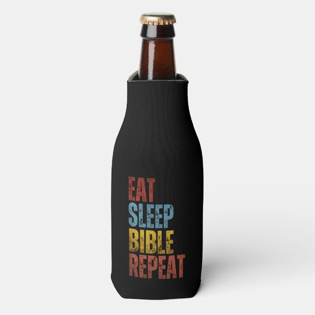 EAT SLEEP BIBLE REPEAT BOTTLE COOLER (Bottle Front)