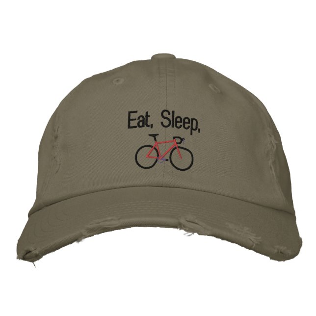 Eat, Sleep, Bike Embroidered Hat (Front)